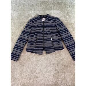 LOFT Womens Multicolor Striped Jacket Size 4P Petite Cotton E016